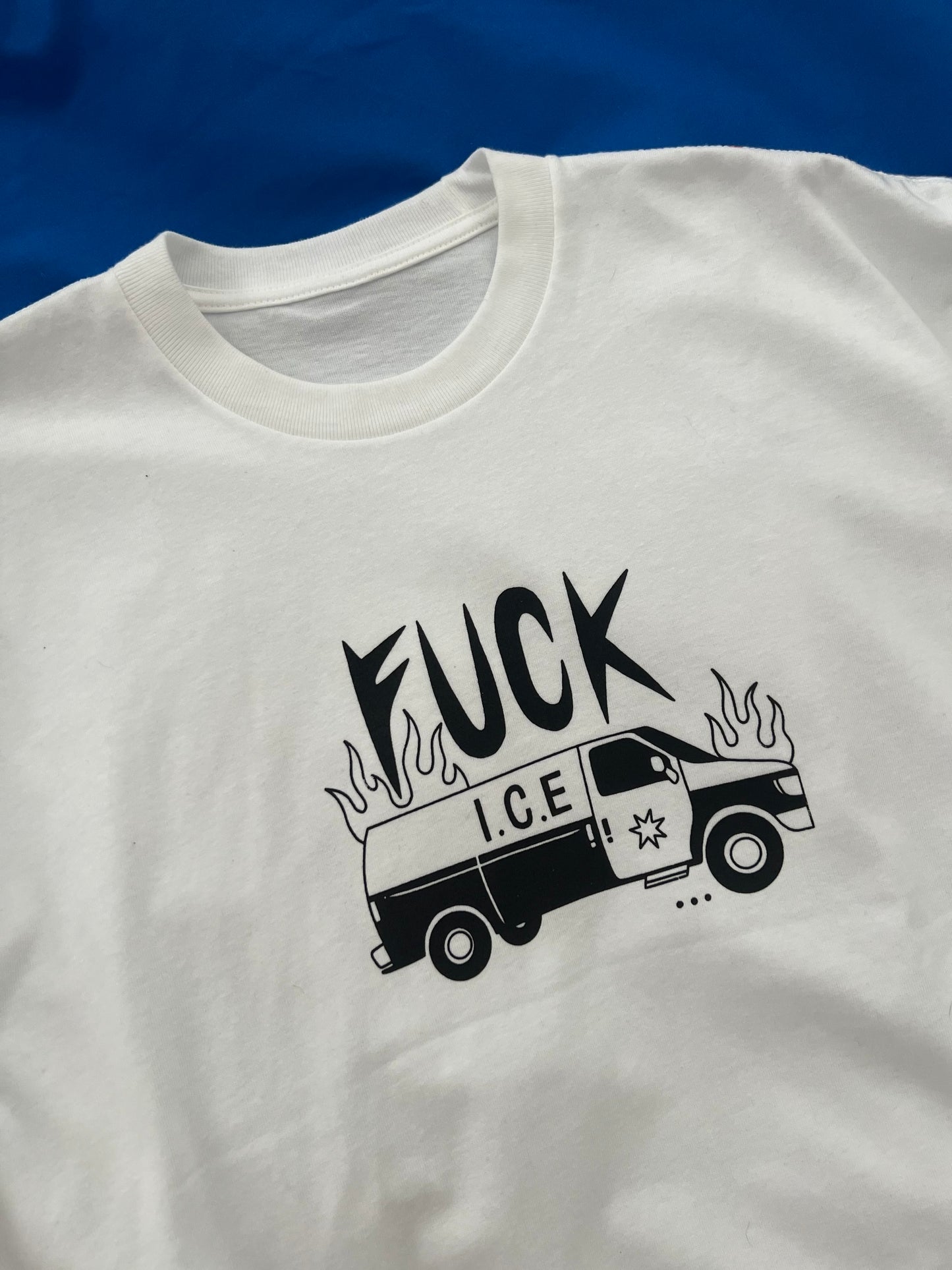FUCK ICE - White Heavyweight Graphic T-shirt