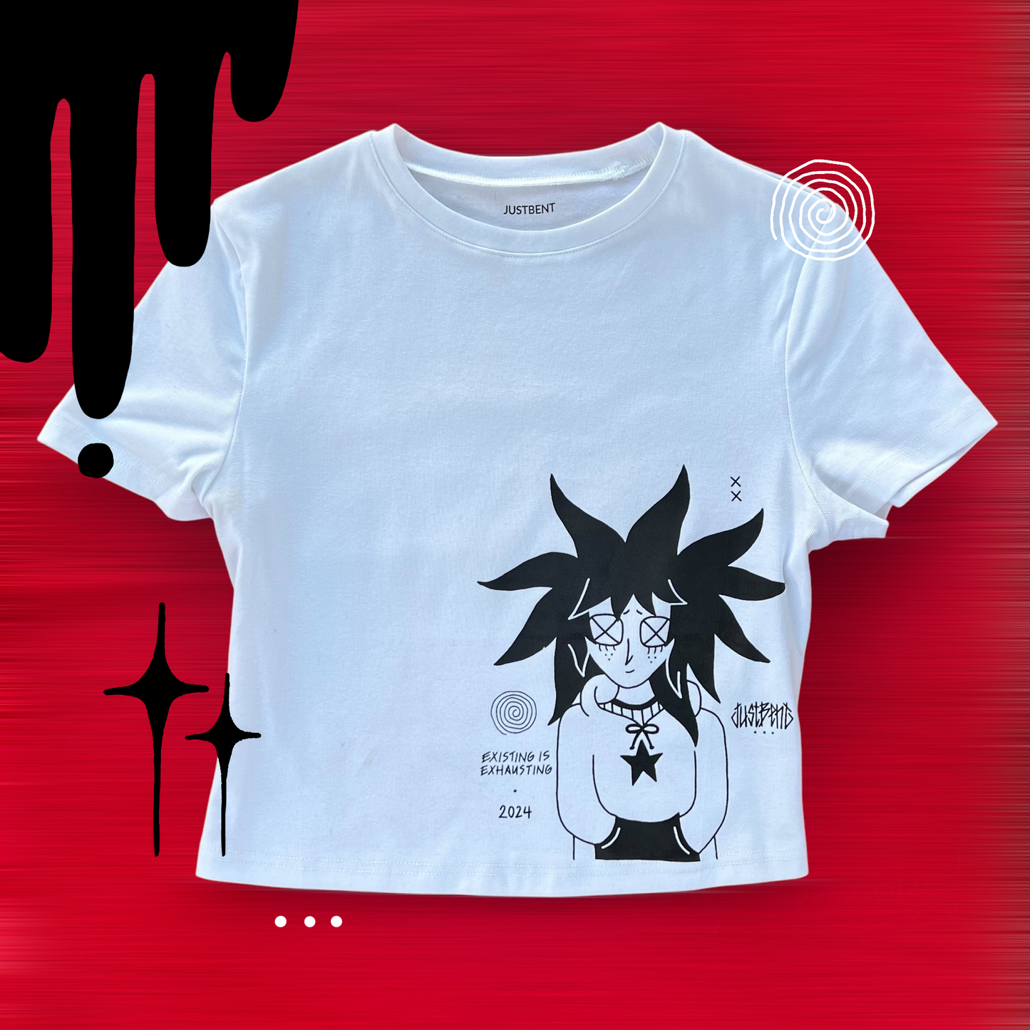 Existing is Exahusting' - JustBent, White Womens Baby T-shirt